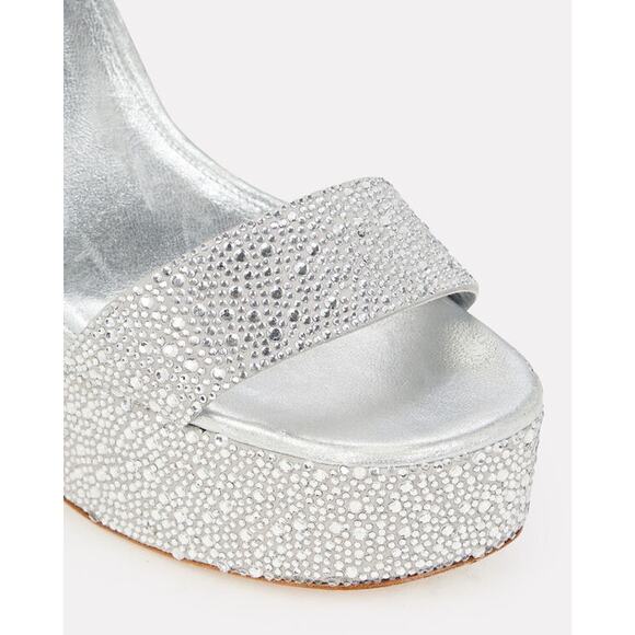 Larroudé Dolly Retro Y2K Crystal Party Sandal In Gray Suede size 10 - Picture 13 of 13